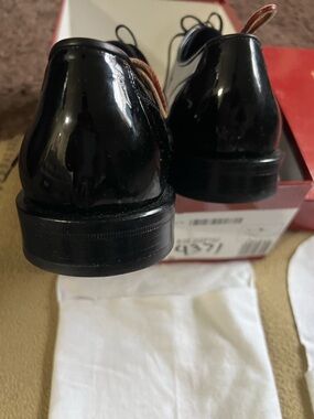 Salvatore Ferragamo Black Patent Leather Derby Shoes